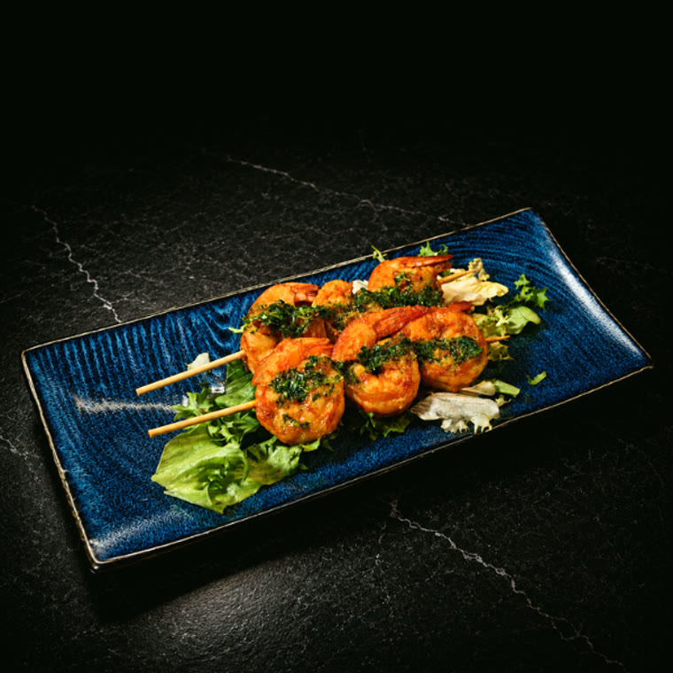 Brochettes de crevettes grillées