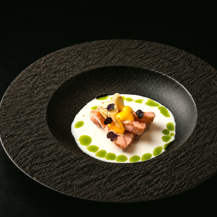 Saumon, agrumes, petits pois