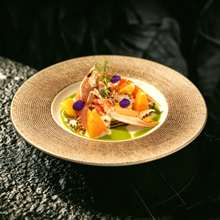 Chair de crabe, agrumes, avocat