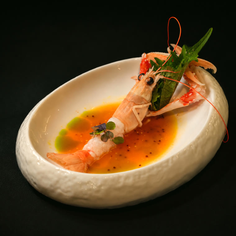 Langoustine, bouillon ponzu