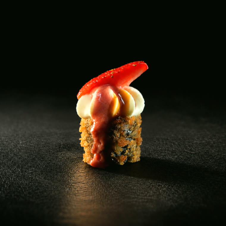Croustillant panko, poivron et chantilly