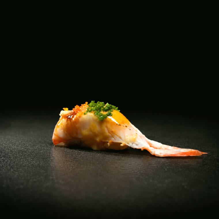 Nigiri de crevette, mangue