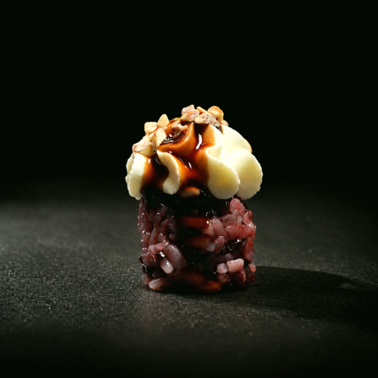 Riz noir, chantilly et balsamique
