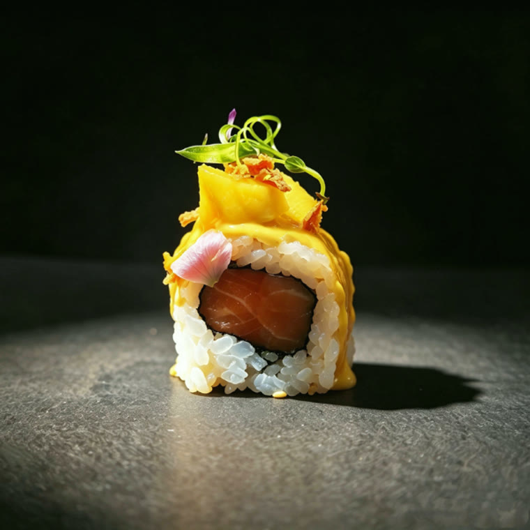 Maki saumon, mangue & mayo