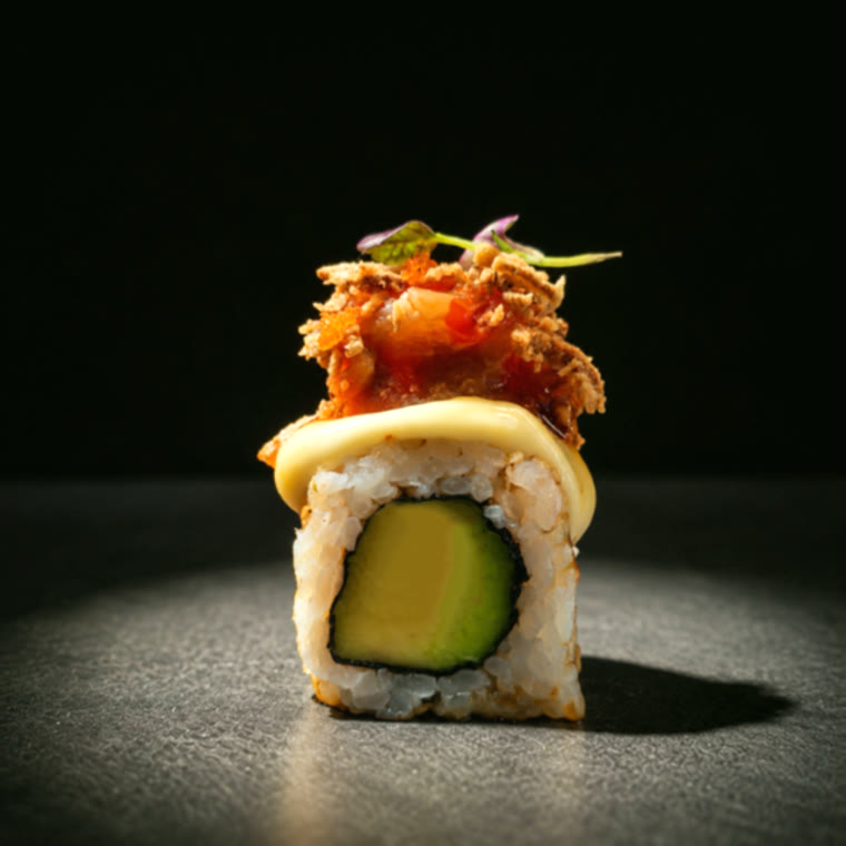 Maki crevette tempura, avocat & mayo